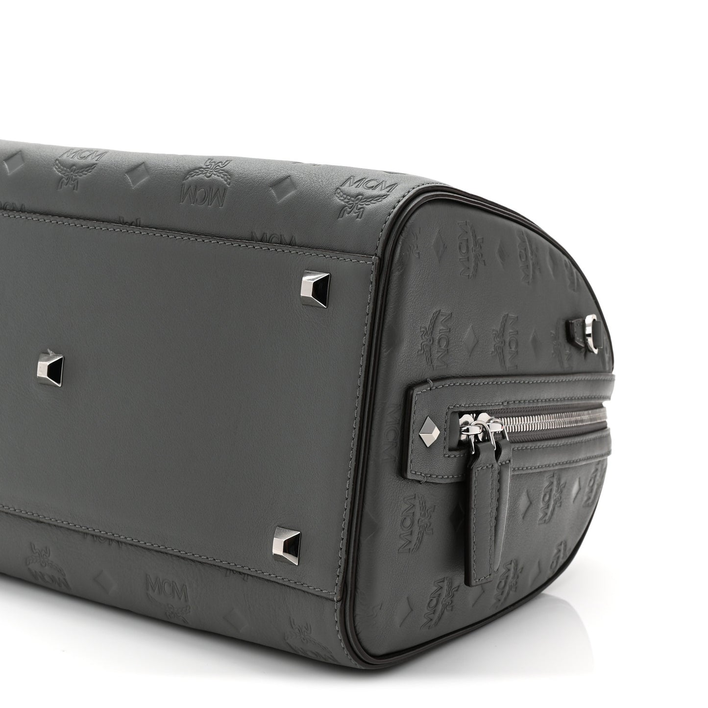 Calfskin Ottomar Monogram Essential Boston Bag Grey