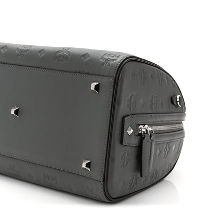 MCM Calfskin Ottomar Monogram Essential Boston Bag Grey 9 of 9