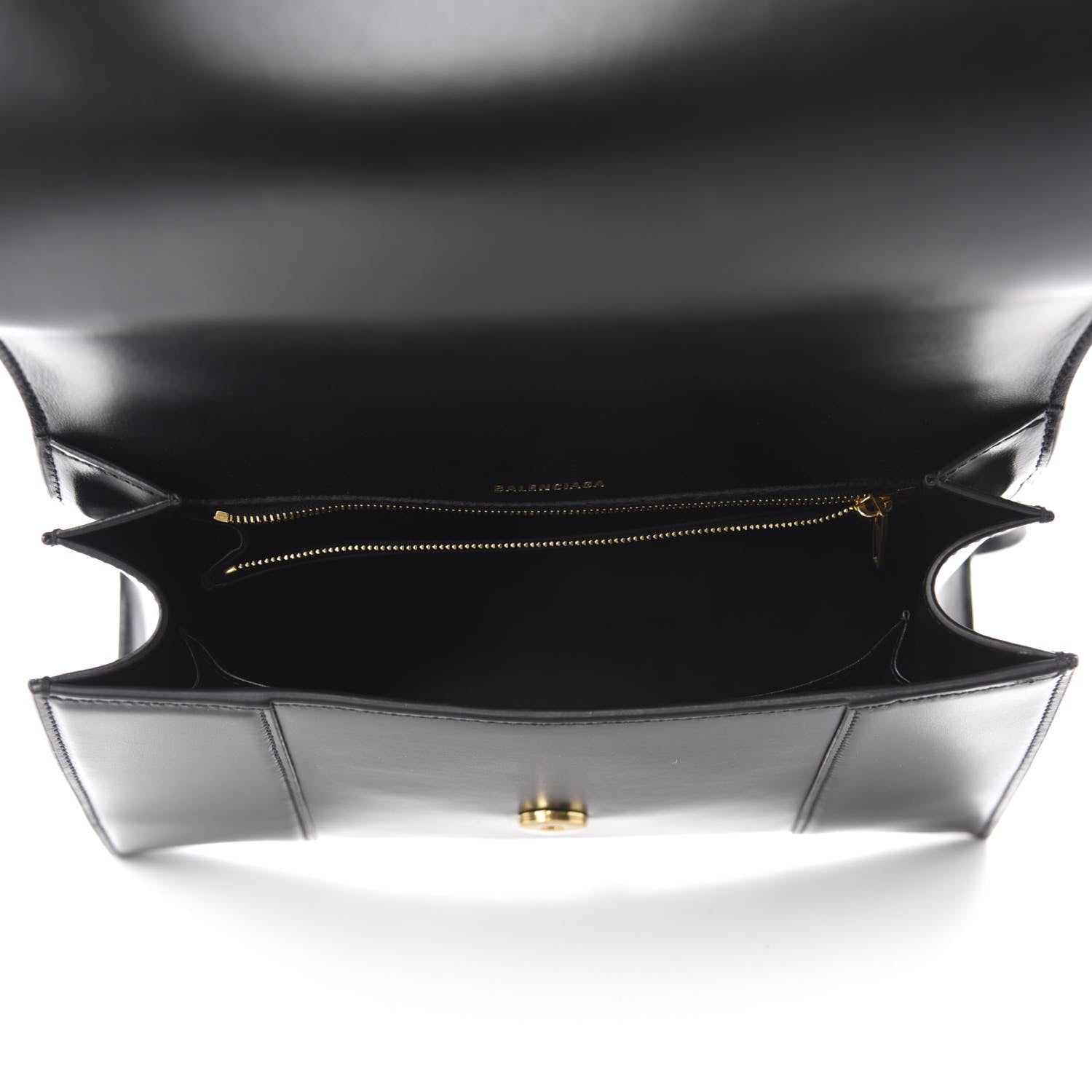 Balenciaga Shiny Box Calfskin Medium Hourglass Top Handle Bag Black 5 of 9
