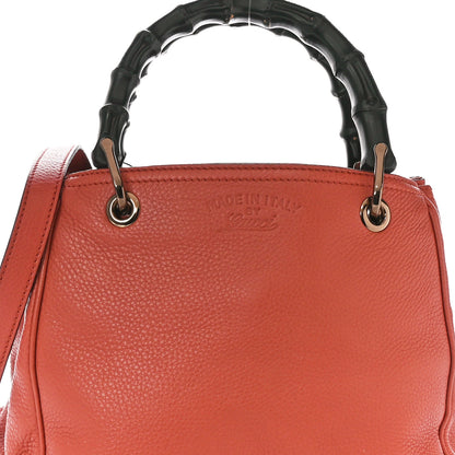 Gucci Calfskin Small Bamboo Shopper Tote Light Red 9 of 11
