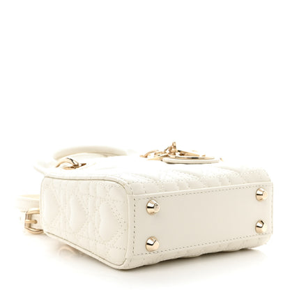 Christian Dior Calfskin Cannage Dioramour Micro Lady Dior Dior White 4 of 11