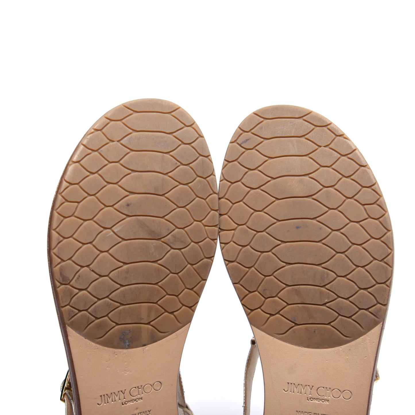 Metallic Calfskin Wave Thong Sandals 39 Champagne