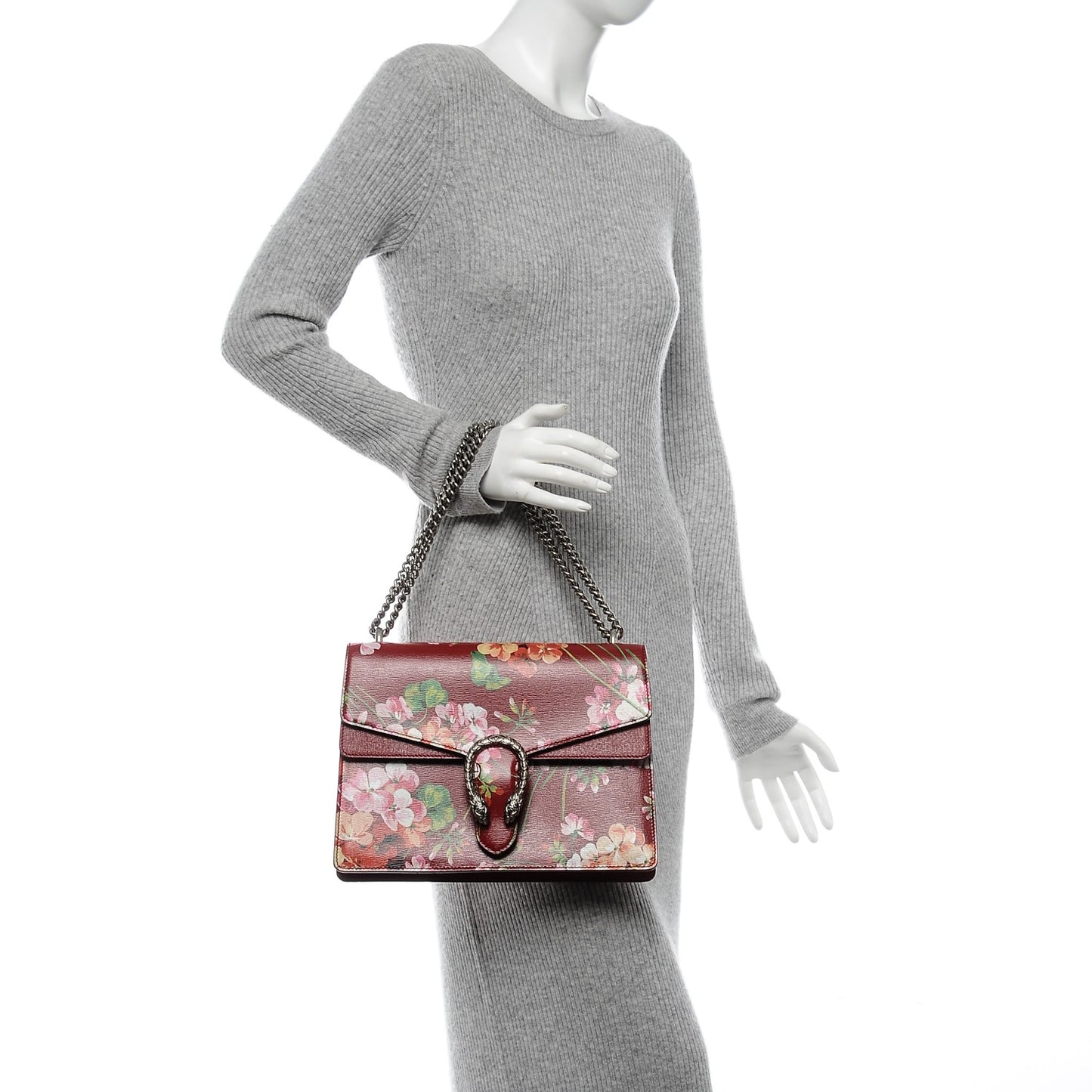Calfskin Blooms Print Medium Dionysus Shoulder Bag Romantic Cherry Multicolor
