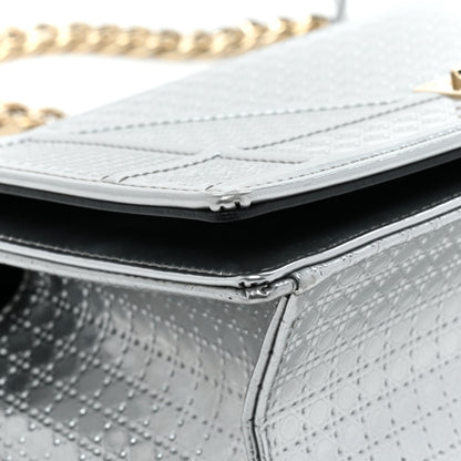 Christian Dior Metallic Patent Micro-Cannage Small Diorama Flap Bag Silver 13 of 17