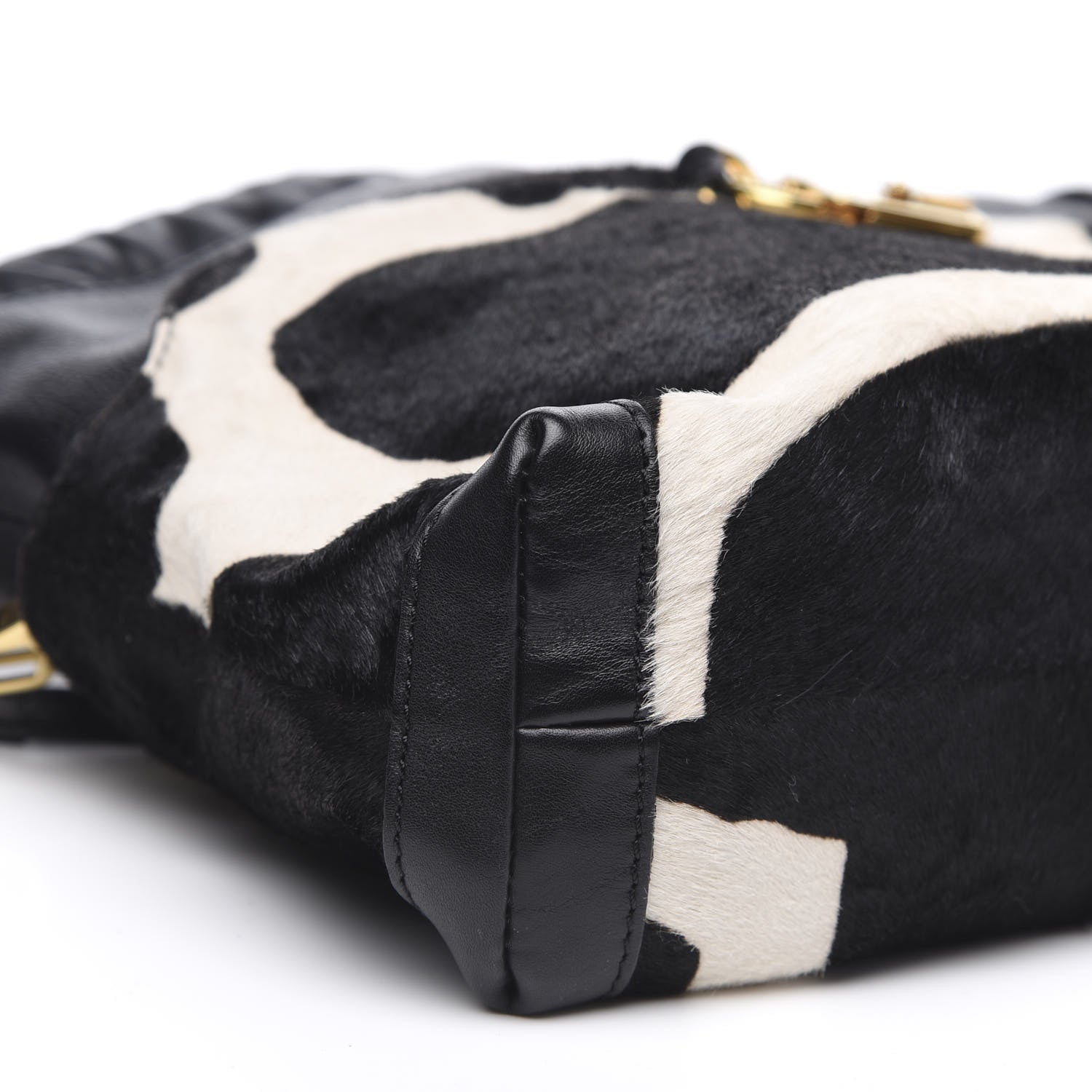 Burberry Prorsum Ponyskin Cow Printed Small Drawstring Crossbody Black White 8 of 10