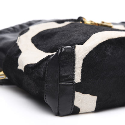 Burberry Prorsum Ponyskin Cow Printed Small Drawstring Crossbody Black White 8 of 10