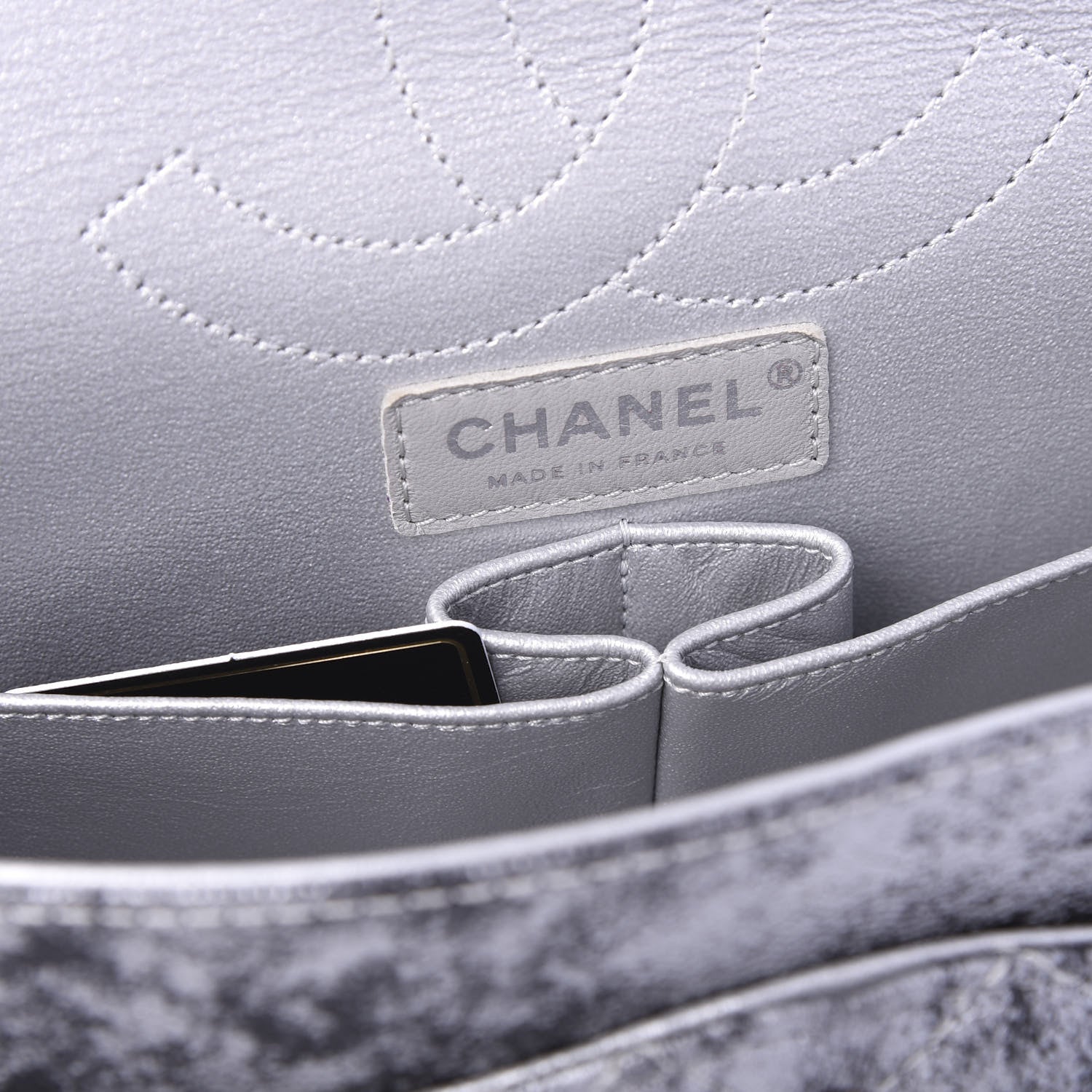 Chanel Metallic Caviar Quilted 2.55 Reissue 226 Flap Silver Black 8 of 10