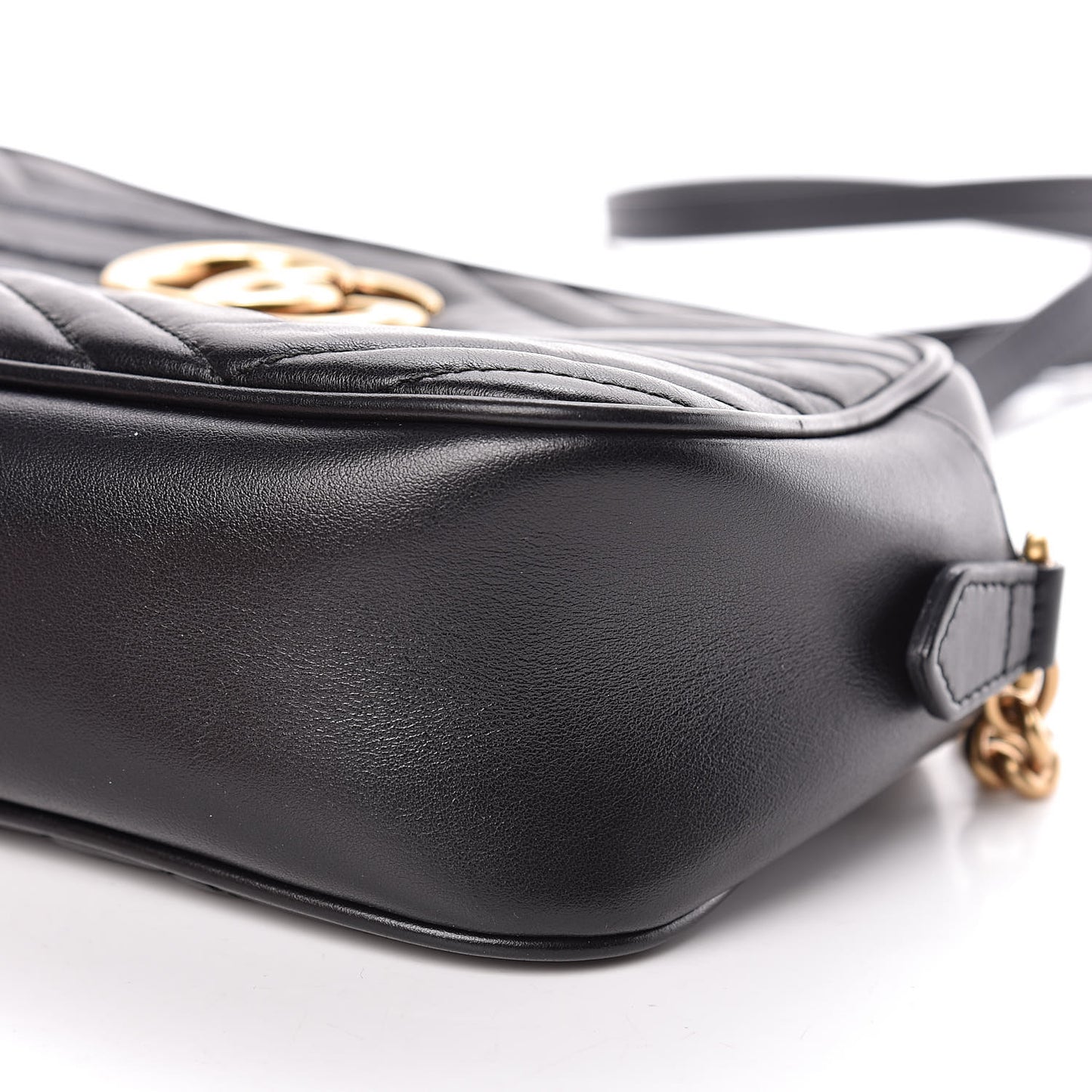Calfskin Matelasse Small GG Marmont Chain Shoulder Bag Black