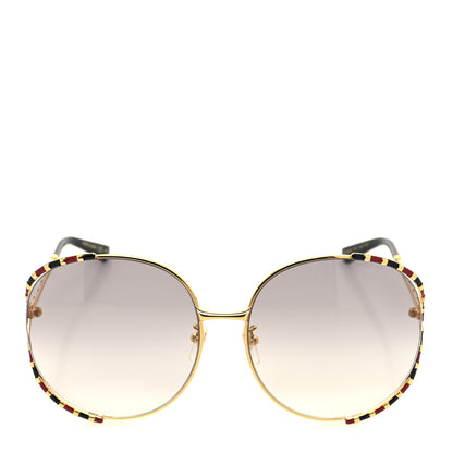 Gucci Metal Round Frame GG0595S Sunglasses Gold Black Red 2 of 6