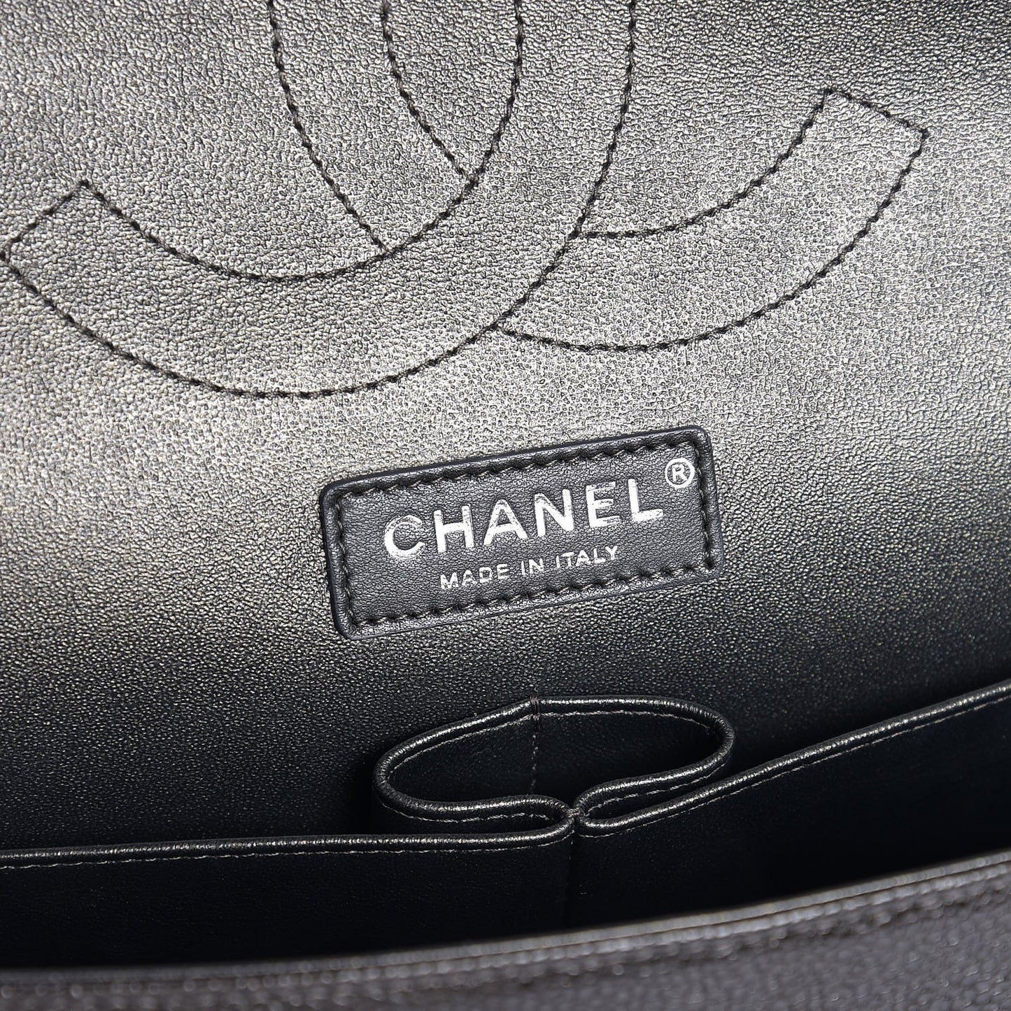 Caviar Quilted Jumbo Double Flap Dark Charcoal