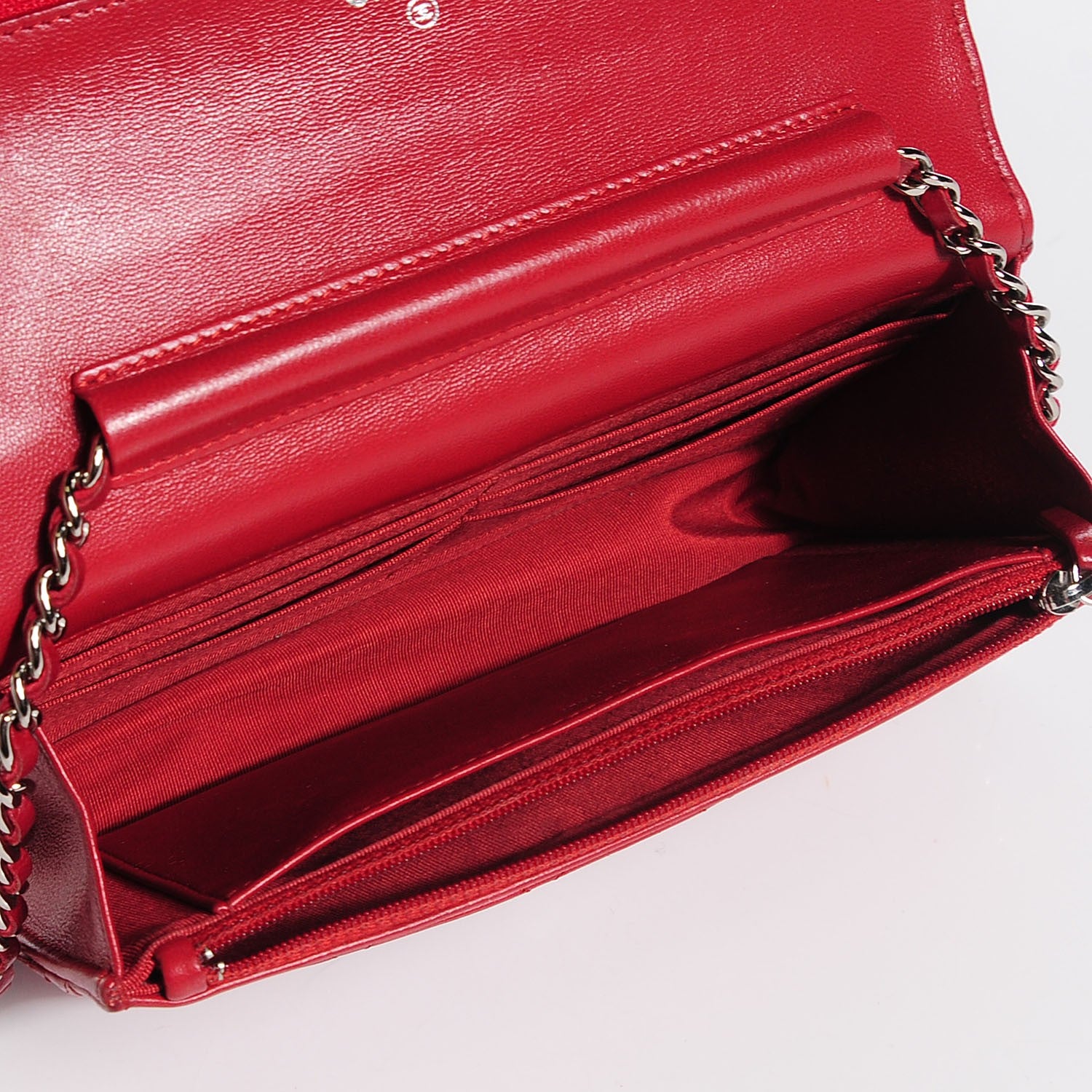 Chanel Lambskin Quilted Wallet On Chain WOC Red 5 of 8