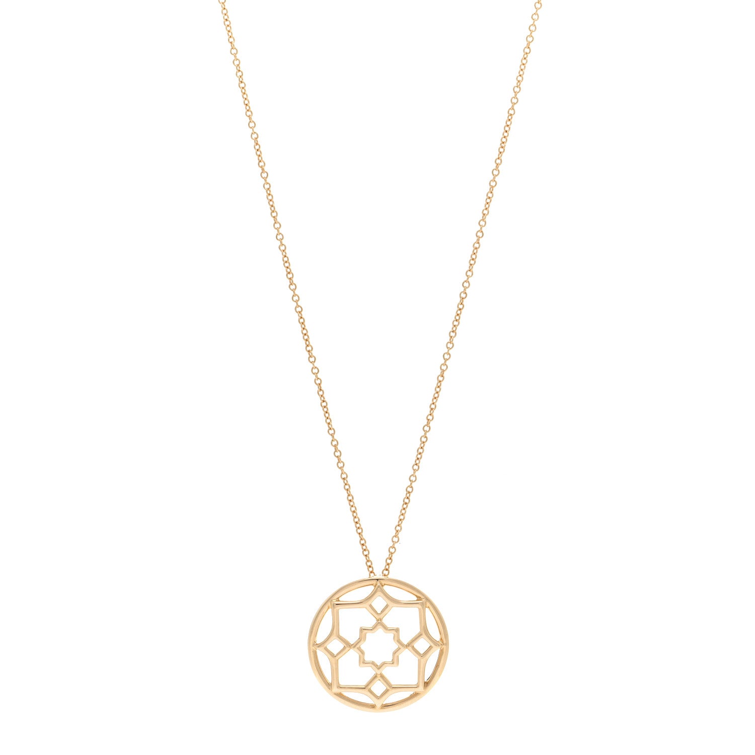 Tiffany 18K Yellow Gold Paloma Picasso Marrakesh Round Pendant Necklace 1 of 5
