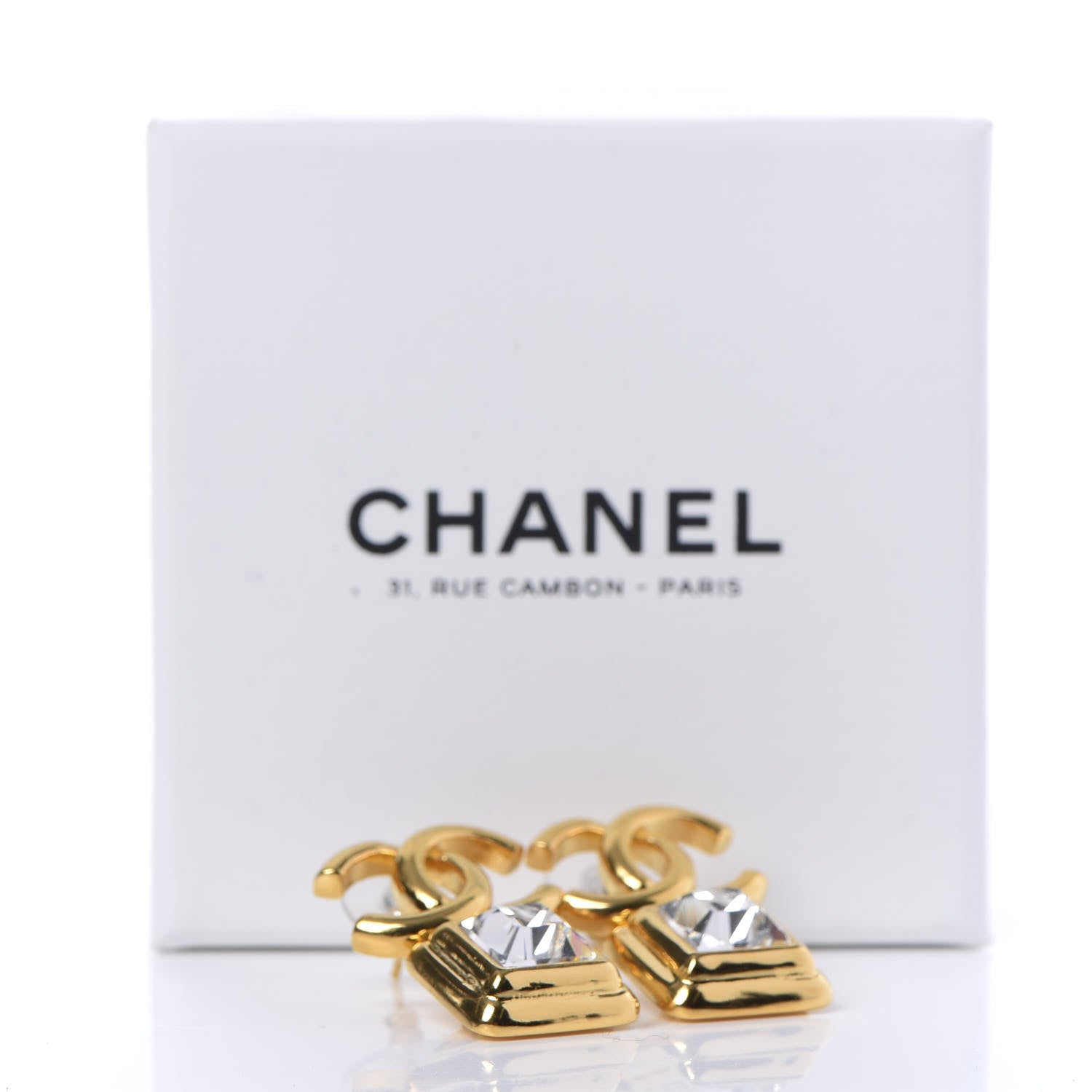Chanel Large Crystal CC Drop Earrings Gold 4 of 4
