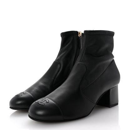 Chanel Stretch Lambskin Cap Toe CC Short Boots 37.5 Black 4 of 9