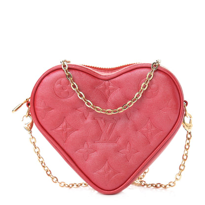 Louis Vuitton Lambskin Embossed Monogram Fall In Love Sac Coeur Heart Chain Bag Lipstick Red 1 of 9