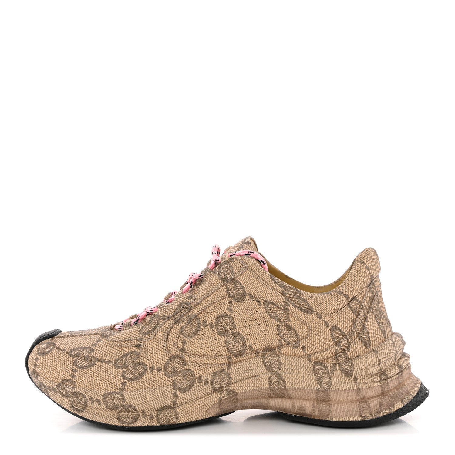 Gucci Ultralight Plume Calfskin Monogram Printed Womens Gucci Run Sneakers 38.5 Beige Ebony 1 of 9