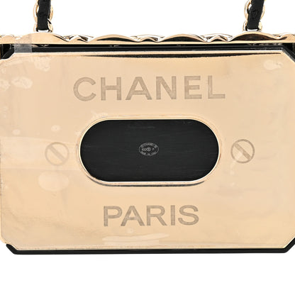 Chanel Metal Resin Lambskin Flap Bag Long Necklace Gold Black 4 of 5