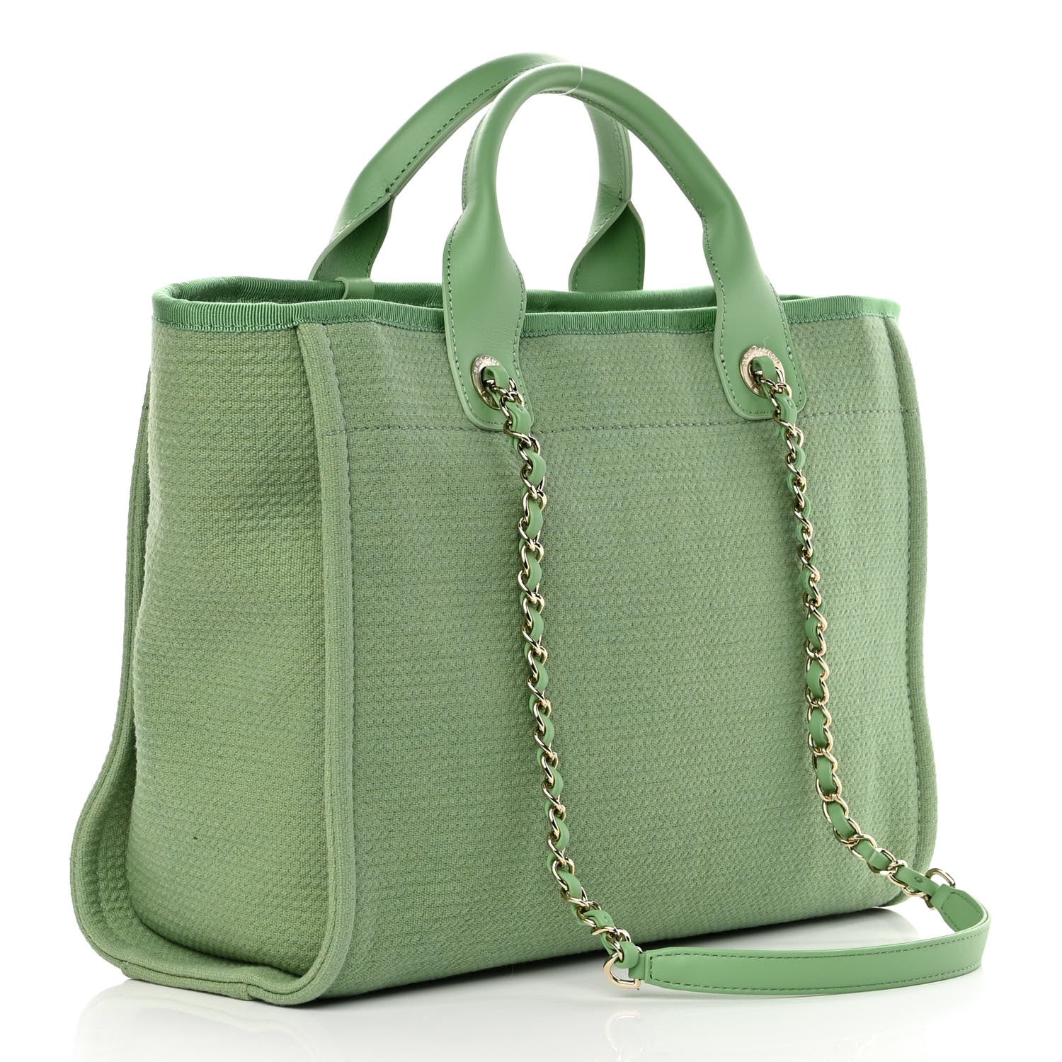 Chanel Mixed Fibers Small Deauville Tote Green 4 of 12