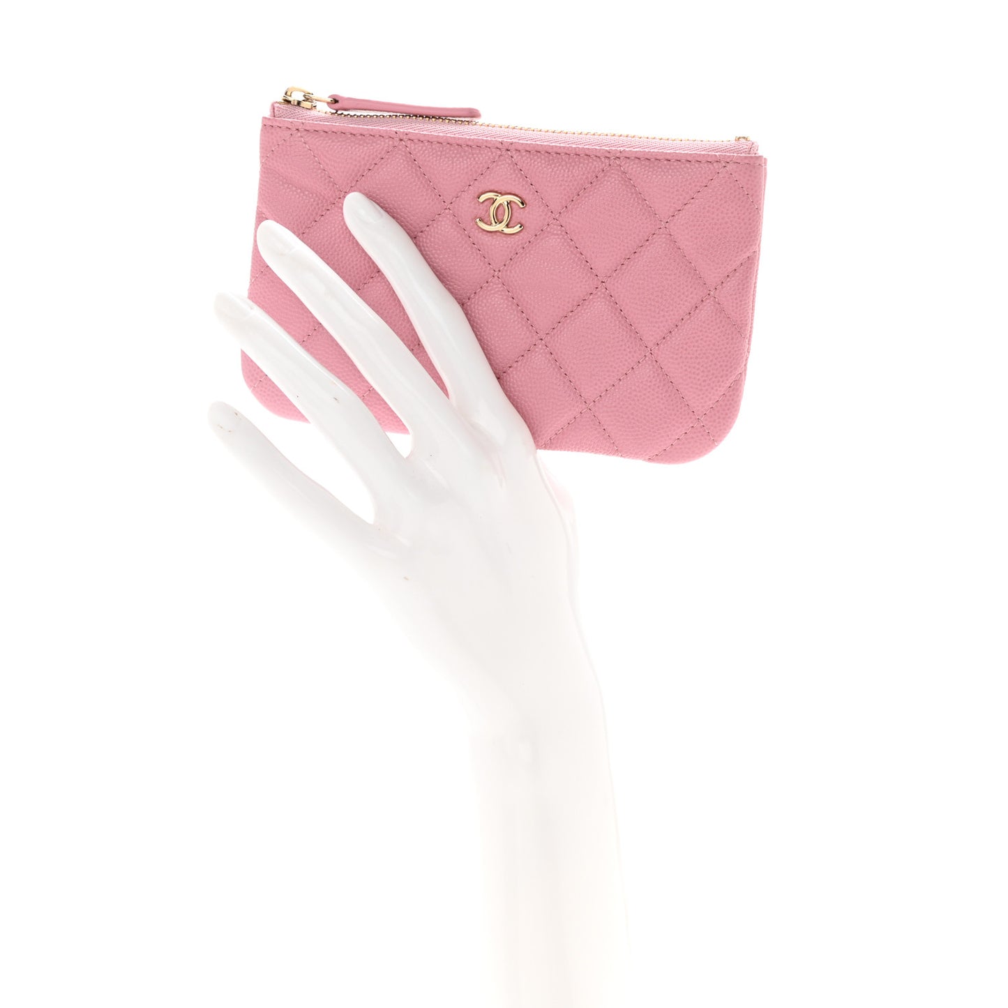 Caviar Quilted Small Cosmetic Case Pink