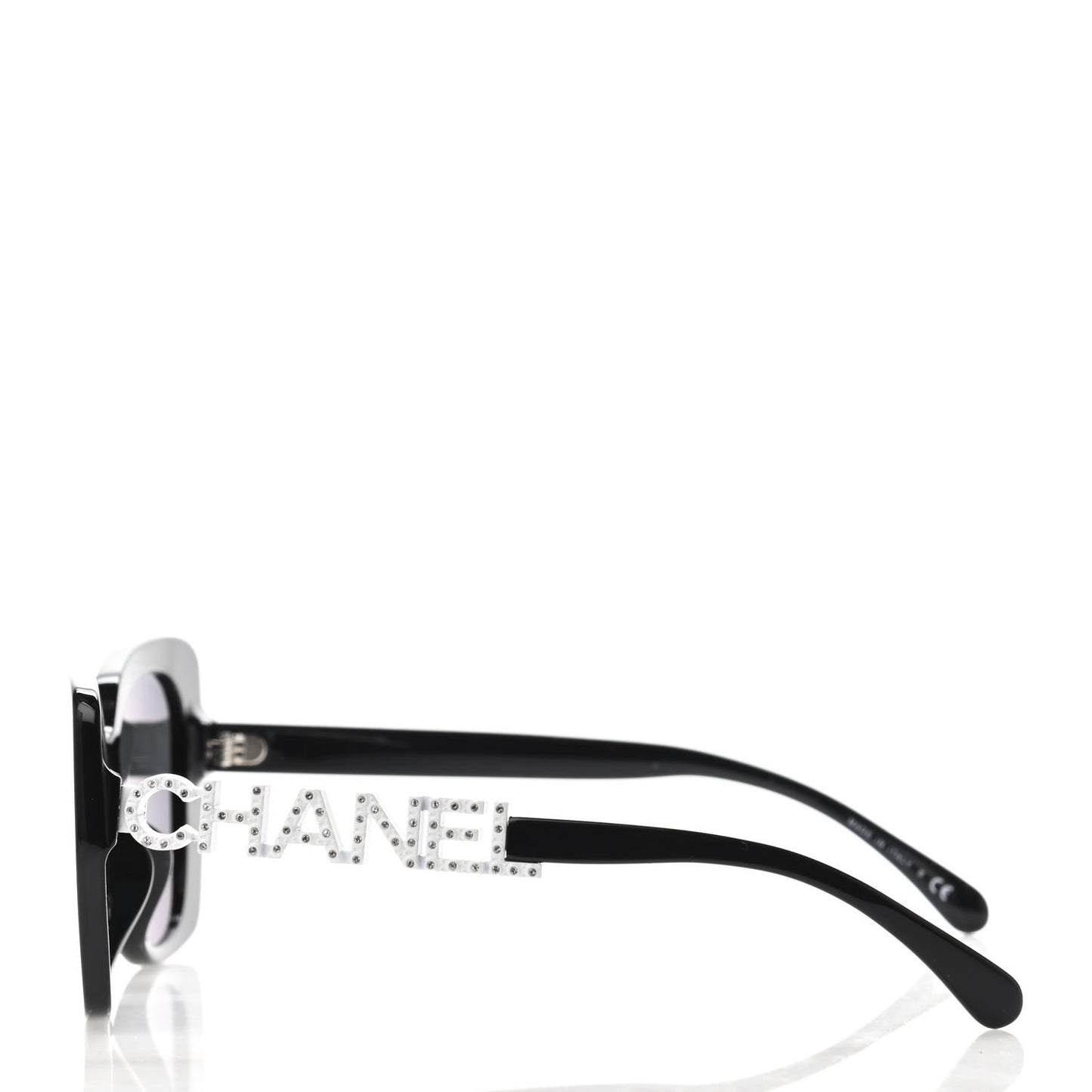 Acetate Strass Square Sunglasses 5422-B-A Black White