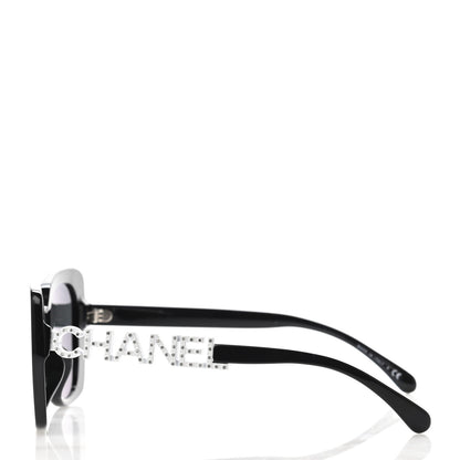 Chanel Acetate Strass Square Sunglasses 5422-B-A Black White 2 of 4