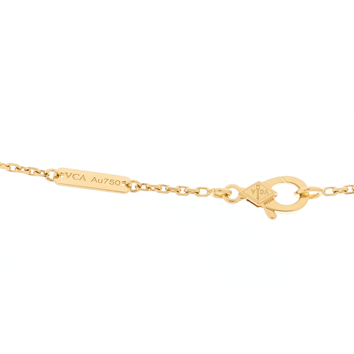 18K Yellow Gold Tiger Eye Vintage Alhambra Pendant Necklace