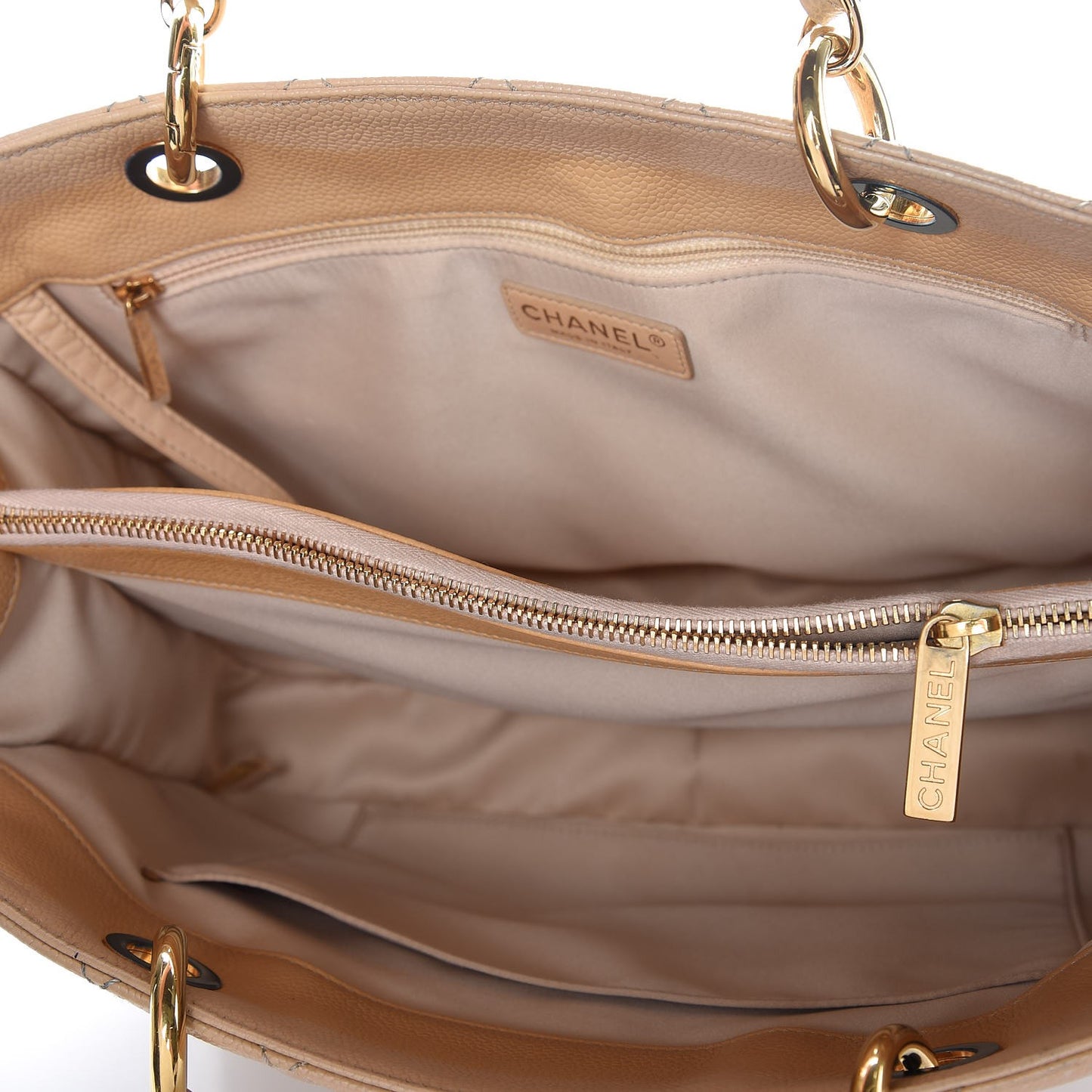 Caviar Quilted Grand Shopping Tote GST Beige Clair