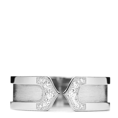Cartier 18K White Gold Diamond 6.5mm Logo De Ring 50 5.25 1 of 3