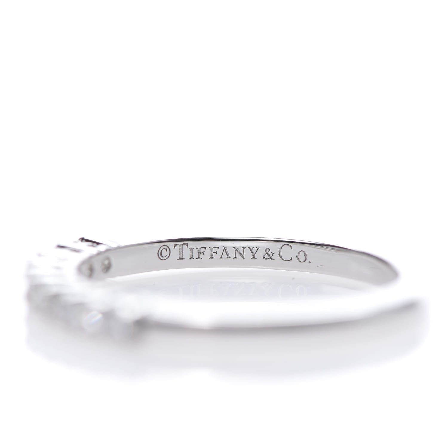 Tiffany Platinum Diamond 2.2mm Embrace Half Circle Band Ring 54 6.75 5 of 6