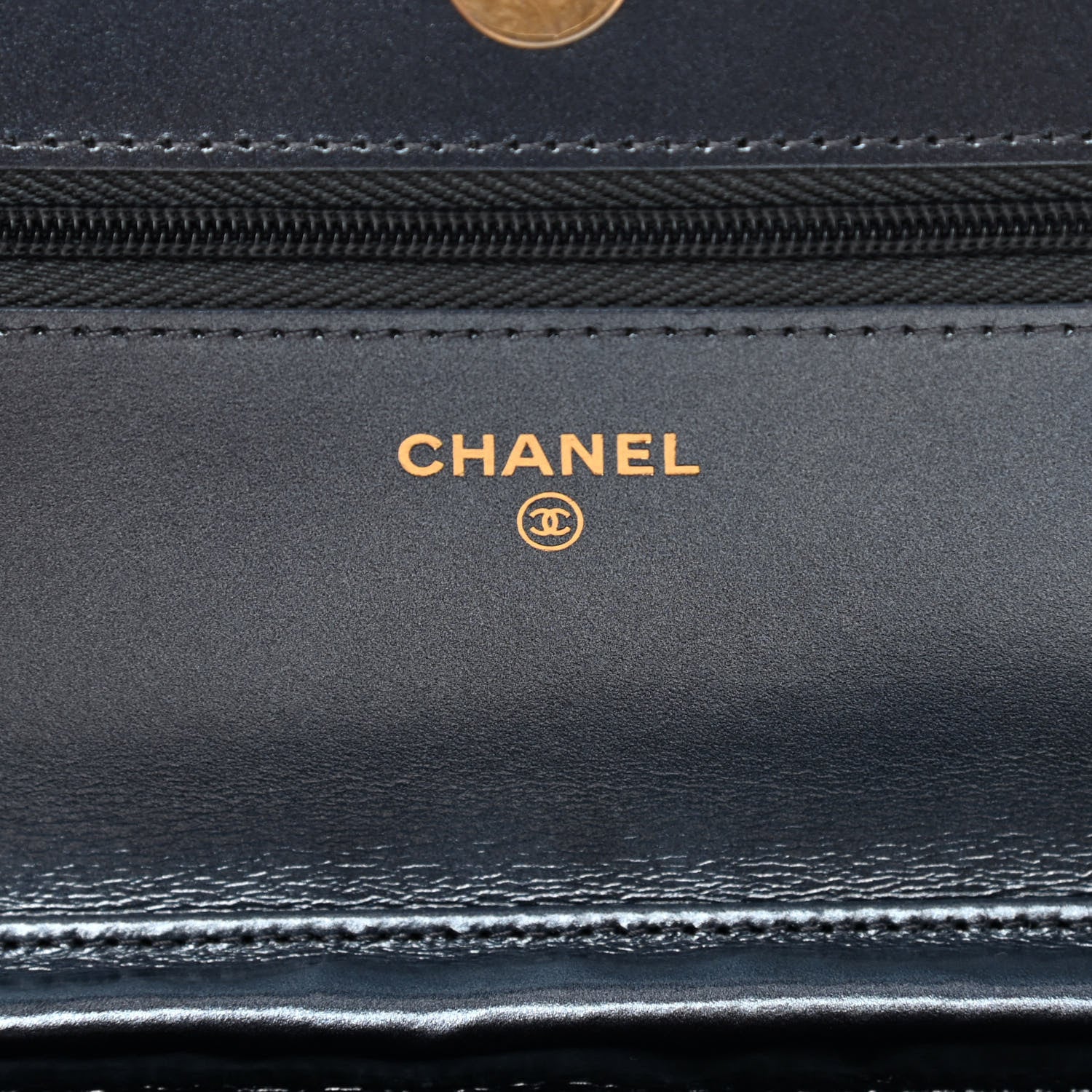 Chanel Metallic Lambskin Wallet On Chain WOC Blue 6 of 14