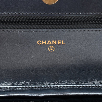 Chanel Metallic Lambskin Wallet On Chain WOC Blue 6 of 14