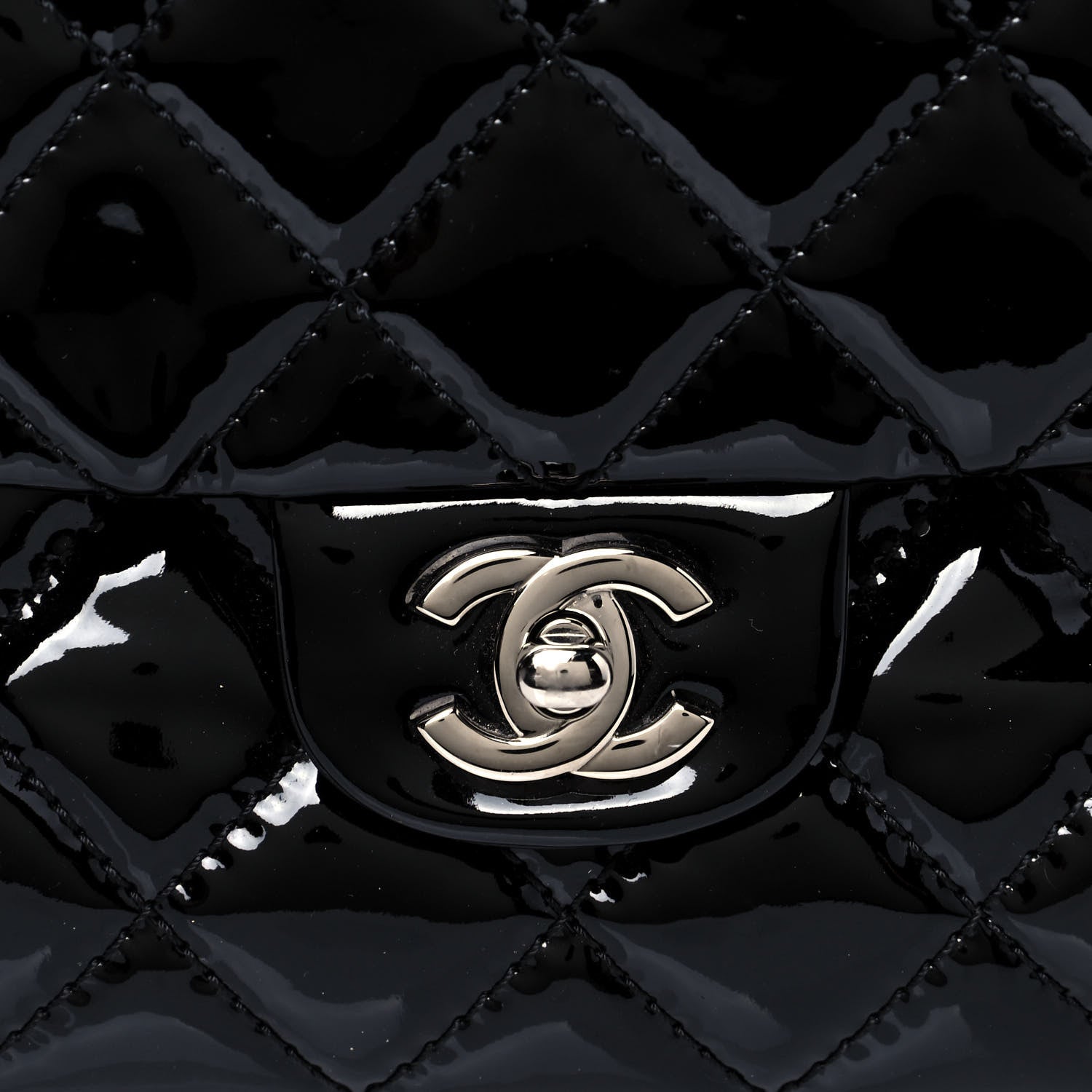 Chanel Patent Quilted Large Front Pocket Tote Black 7 of 9