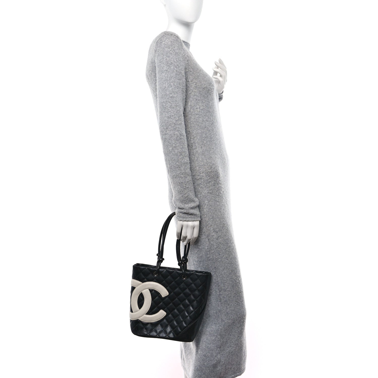 Chanel Calfskin Quilted Medium Cambon Tote Black White 2 of 13