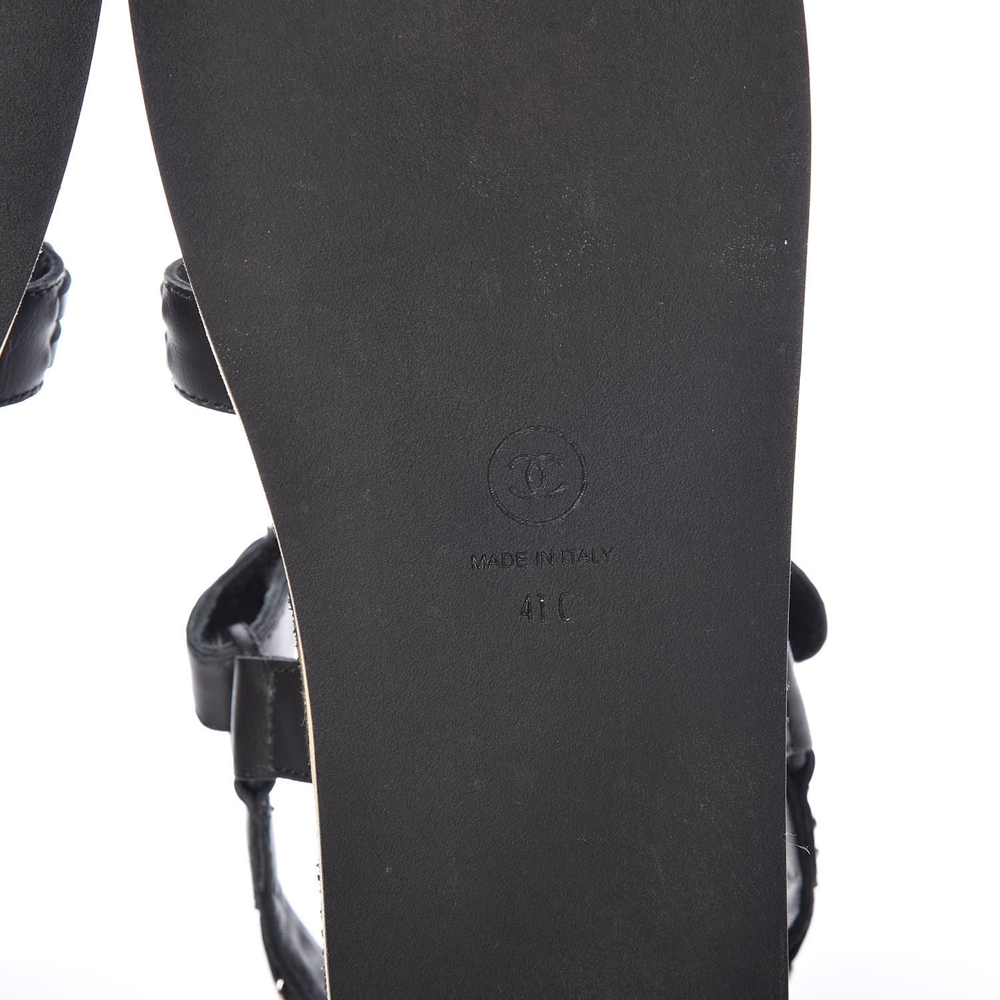 Calfskin Chain Sandals 41 Black