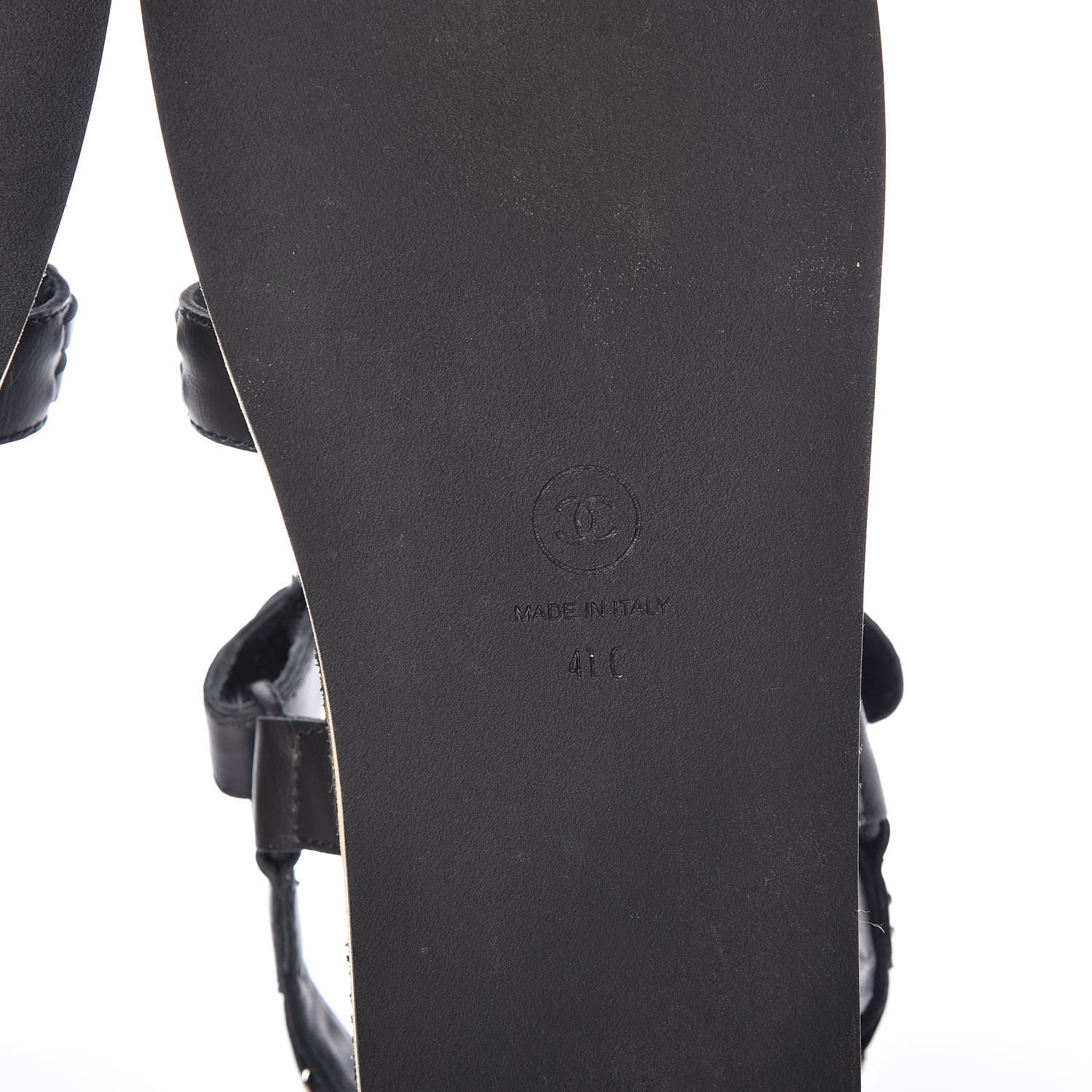 Chanel Calfskin Chain Sandals 41 Black 6 of 8