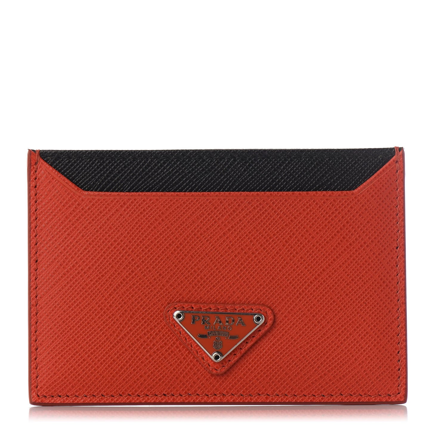 Saffiano Triangle Metal Card Case Arancio Fluo