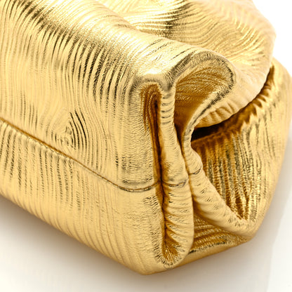 Bottega Veneta Metallic Bark Calfskin Embossed The Pouch Oversized Clutch Oro 8 of 8
