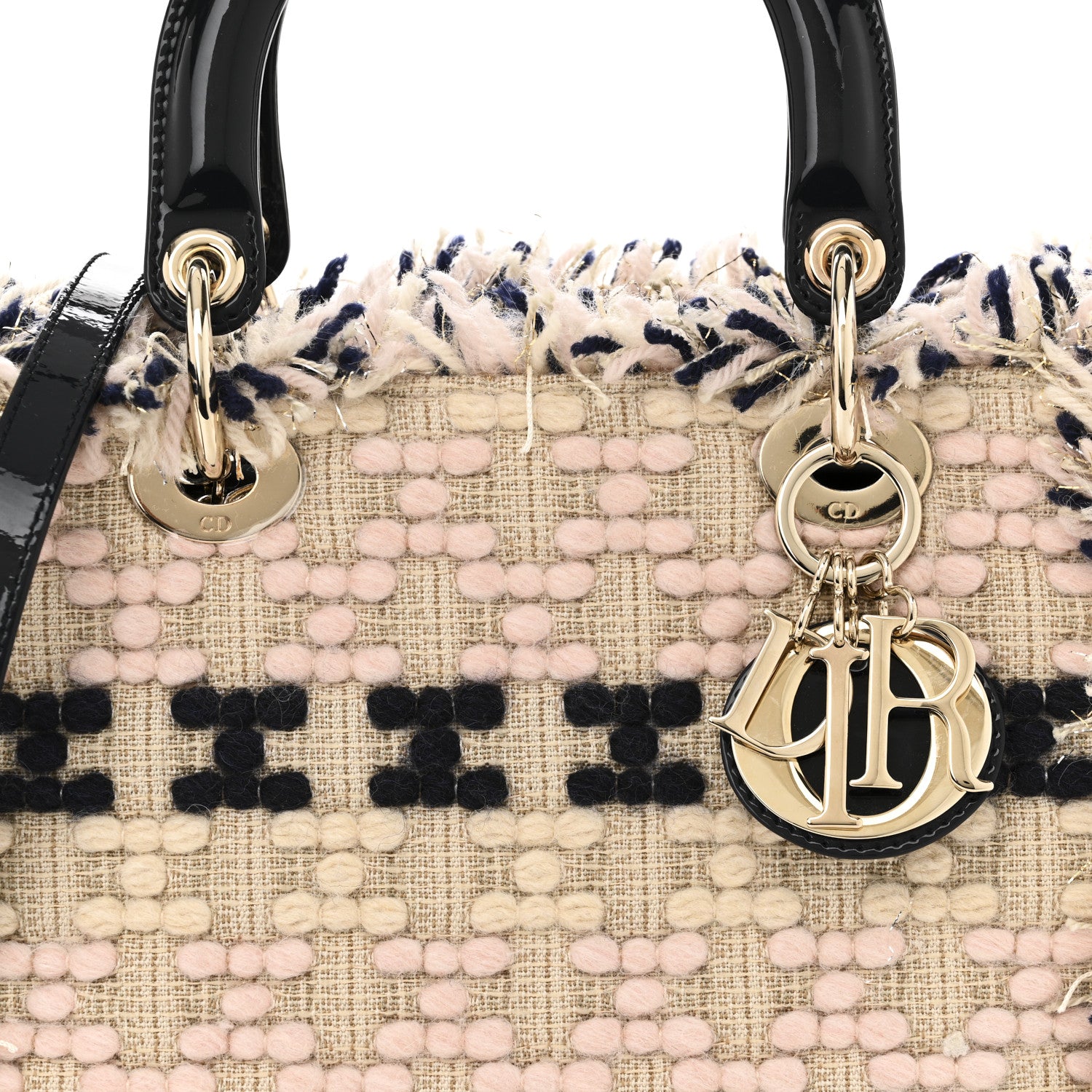 Christian Dior Tweed Fringe Medium Lady Dior Beige Multicolor 8 of 10