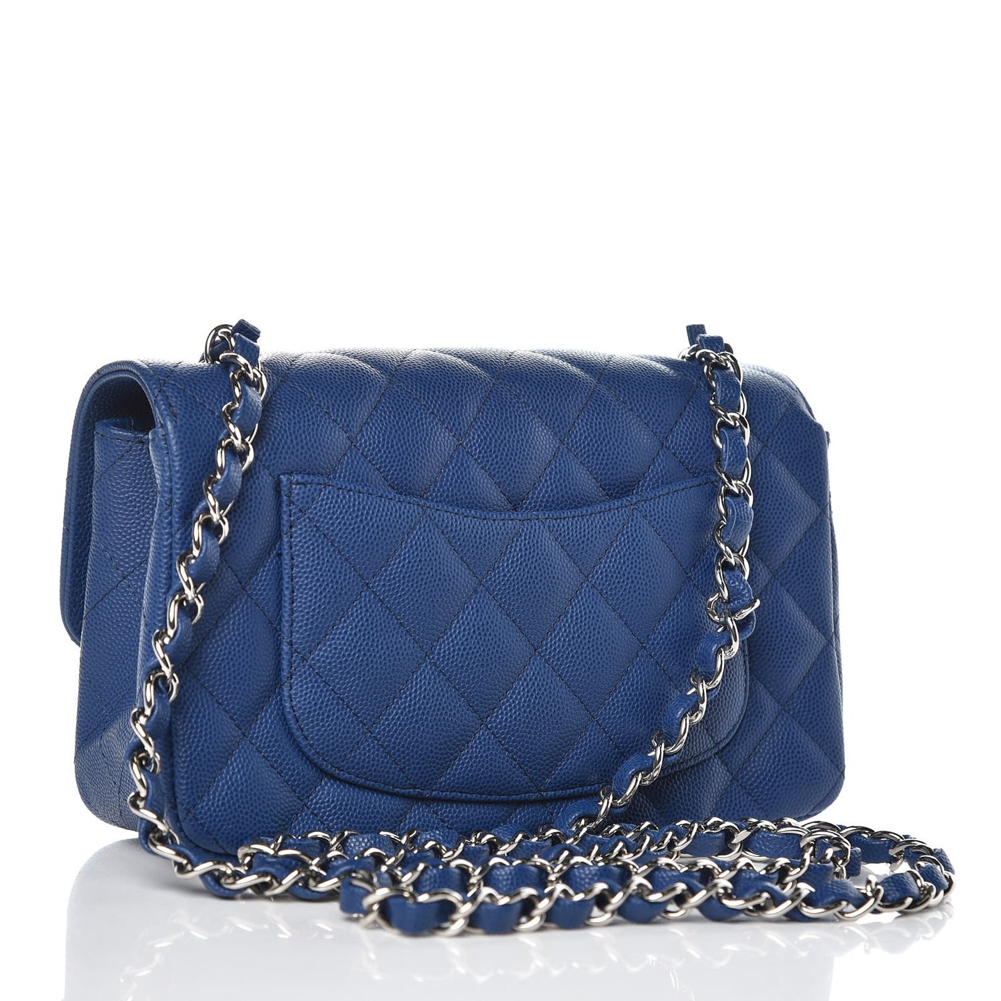 Caviar Quilted Mini Rectangular Flap Dark Blue