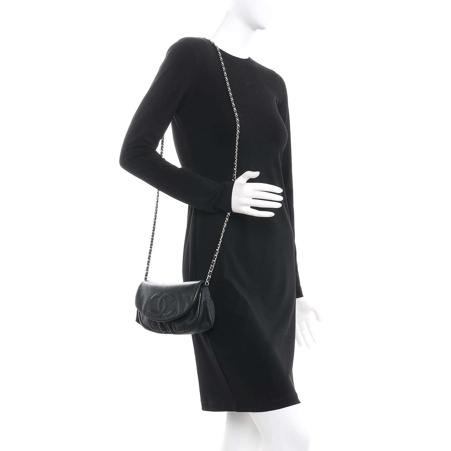 Chanel Caviar Half Moon Wallet On Chain WOC Black 2 of 9