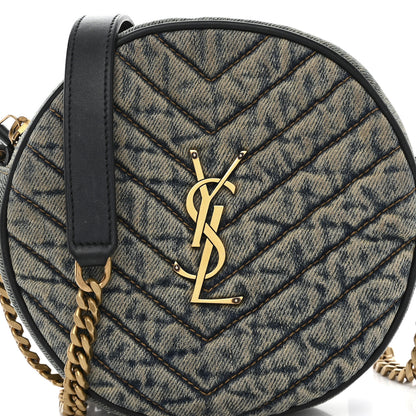 Saint Laurent Denim Quilted Monogram Round Crossbody Bag Rodeo Blue 8 of 10