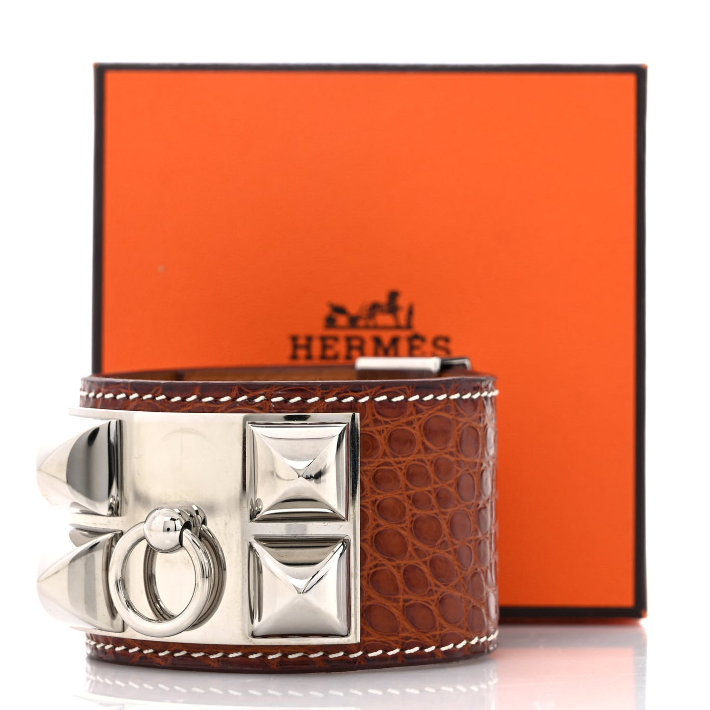 Matte Alligator Collier De Chien CDC Bracelet L Fauve