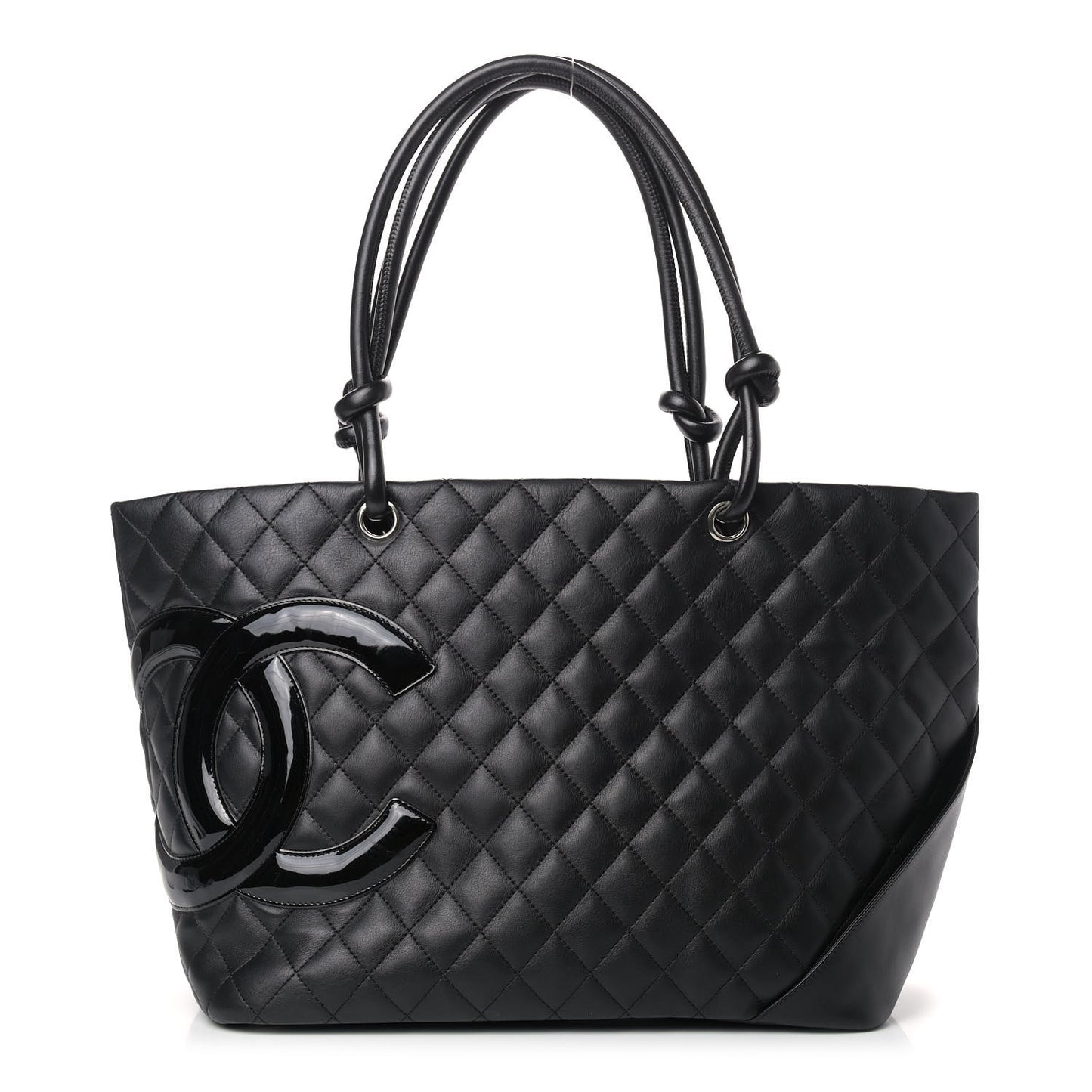 Calfskin Quilted Large Cambon Tote Black
