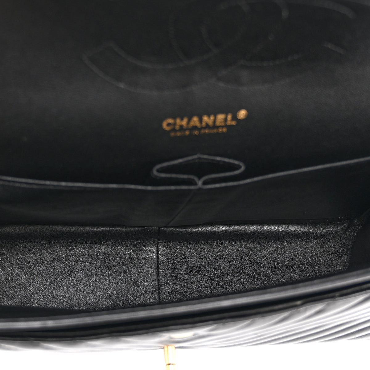 Chanel Lambskin Chevron Quilted Jumbo Double Flap Black 5 of 10