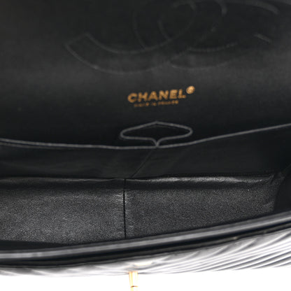 Chanel Lambskin Chevron Quilted Jumbo Double Flap Black 5 of 10