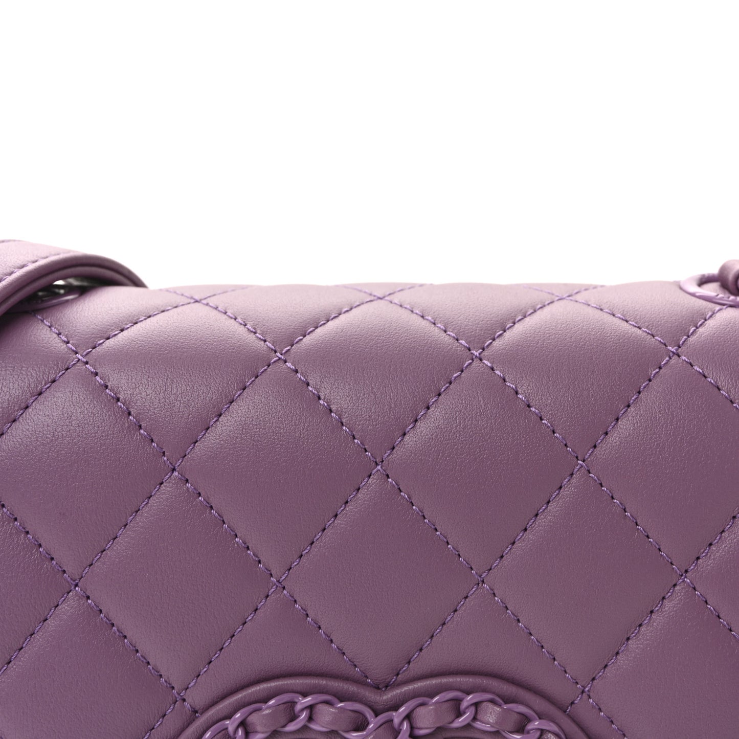 Lambskin Quilted Small CC Filigree Flap Purple