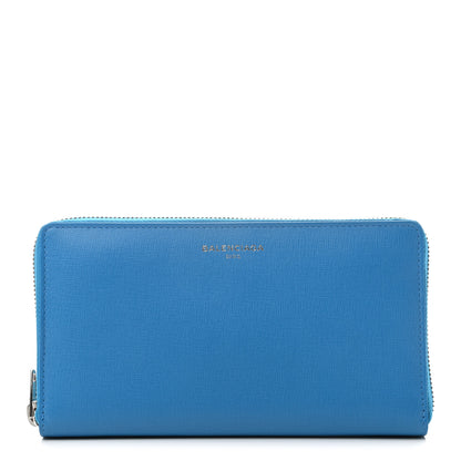 Balenciaga Striped Calfskin Essential Continental Zip Around Wallet Blue 1 of 7