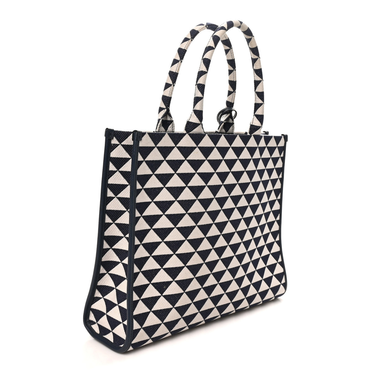 Prada Jacquard Saffiano Triangolo Symbole Embroidered Large Tote Baltico Talco 2 of 8