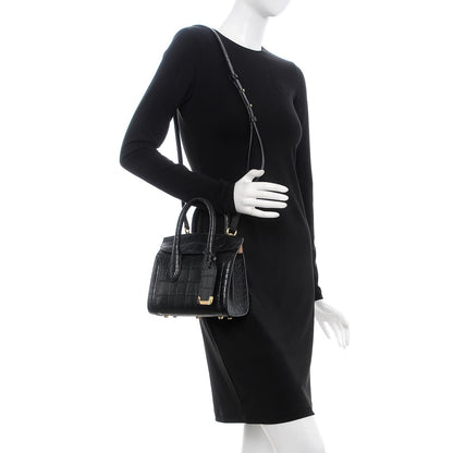 Alexander McQueen Calfskin Crocodile Embossed Mini Heroine 21 Black 2 of 9