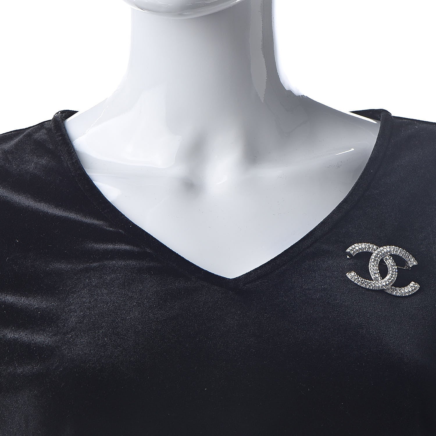 Chanel Baguette Crystal CC Brooch Silver 2 of 5